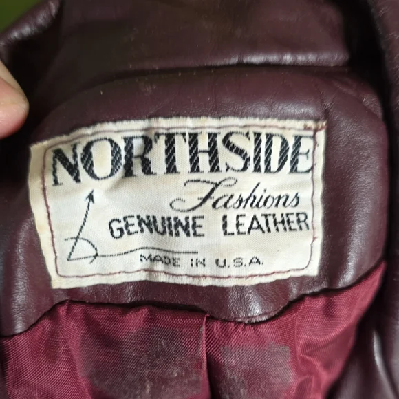Vintage Northside Fashions Burgundy Leather Button Front Jacket Size 9 - Picture 7 of 11